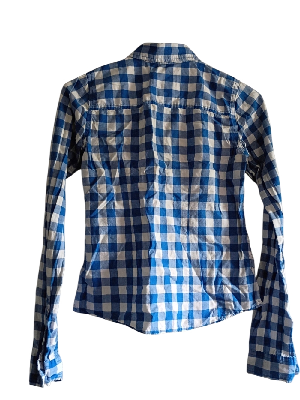 Hollister Blue and White Gingham Button-Up Shirt